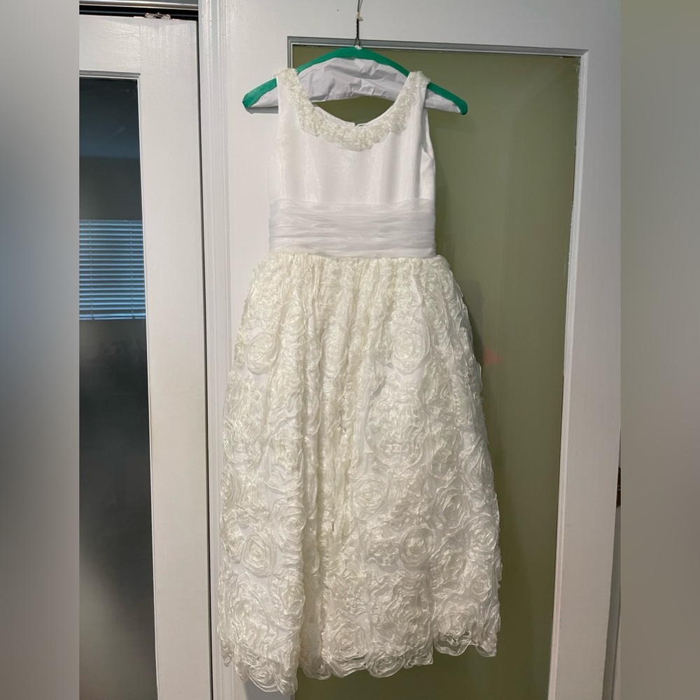 White communion dress.  Brand:  Joan.  Size 8.  Worn once.